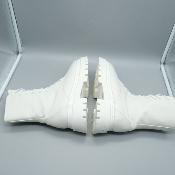 Stuart Weitzman Bedford Sleek Lace Up Zip Up Boots Leather White Women's Size 10 - Picture 4 of 12